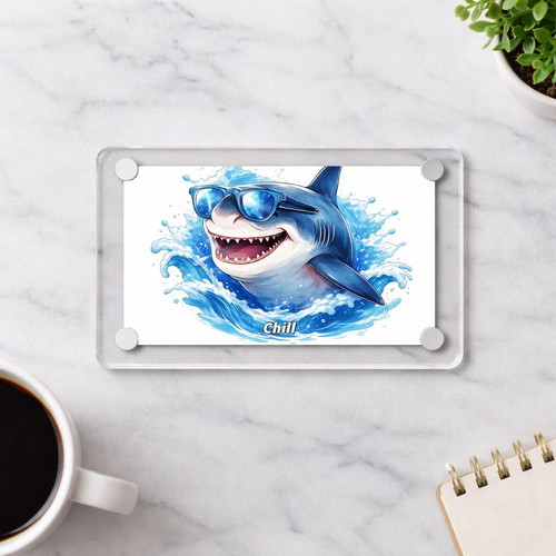 Acrylic Chill Shark Refrigerator Magnet 9x6cm new