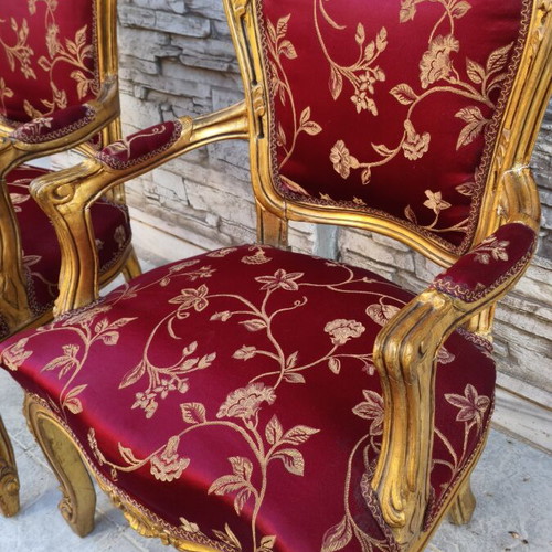 Baroque armchairs like new, set of 2 with brocade upholstery