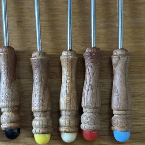 Handmade wooden fondue forks in 6 colors, new