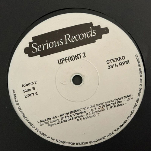 Up Front 2 vinyl record used, classic hip hop tracks